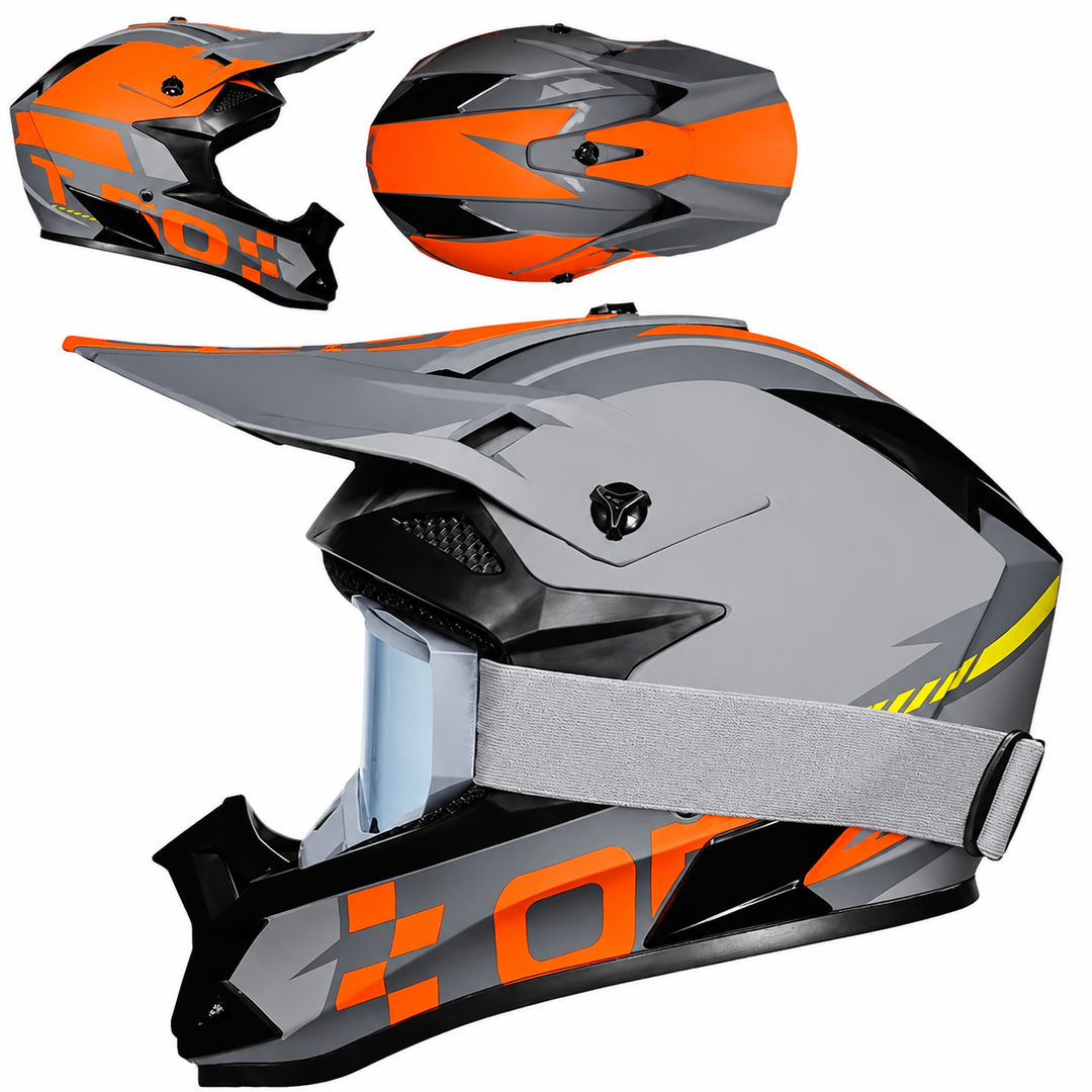 Premium Kids Off-Road Full Face Helmet Motocross ATV Mountain Bike Safety Helmet Lightweight ABS Protective Gear Unisex Toddler 1–2 Years Free Gift