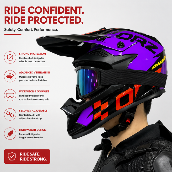 Premium Kids Off-Road Full Face Helmet Motocross ATV Mountain Bike Safety Helmet Lightweight ABS Protective Gear Unisex Toddler 1–2 Years Free Gift