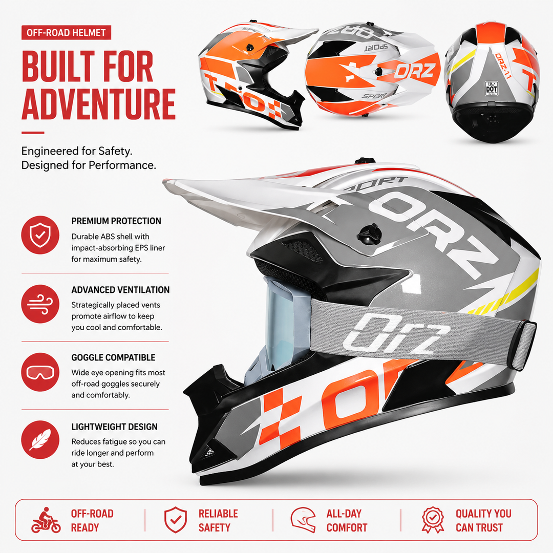 Premium Kids Off-Road Full Face Helmet Motocross ATV Mountain Bike Safety Helmet Lightweight ABS Protective Gear Unisex Toddler 1–2 Years Free Gift