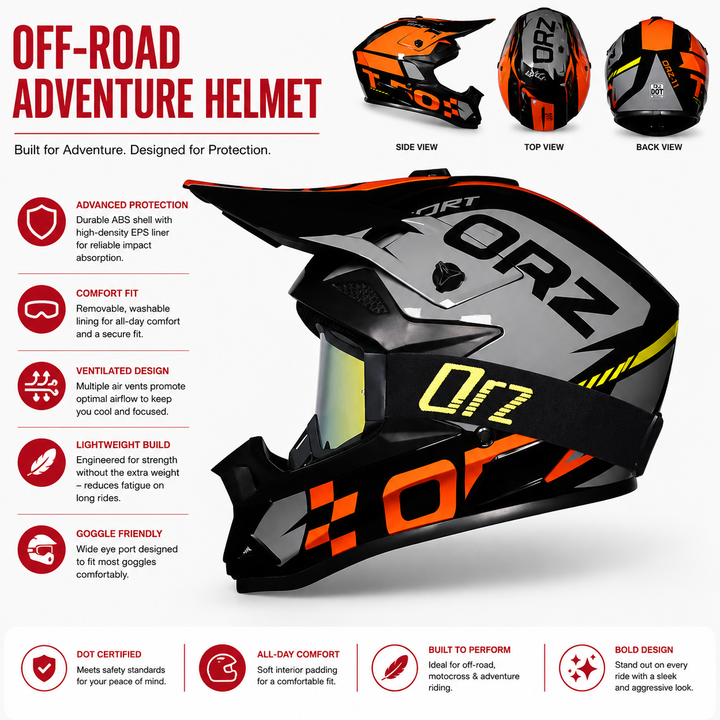 Premium Kids Off-Road Full Face Helmet Motocross ATV Mountain Bike Safety Helmet Lightweight ABS Protective Gear Unisex Toddler 1–2 Years Free Gift