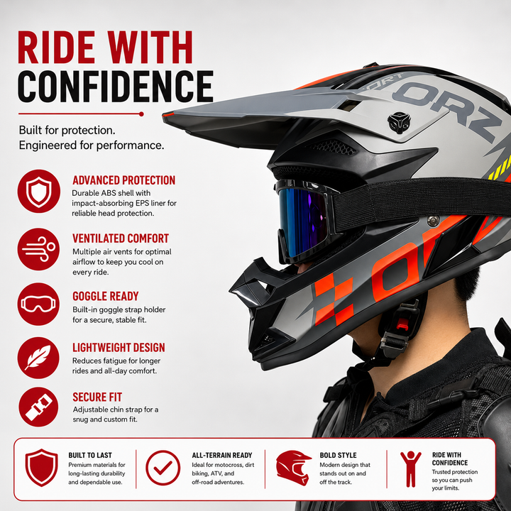 Premium Kids Off-Road Full Face Helmet Motocross ATV Mountain Bike Safety Helmet Lightweight ABS Protective Gear Unisex Toddler 1–2 Years Free Gift