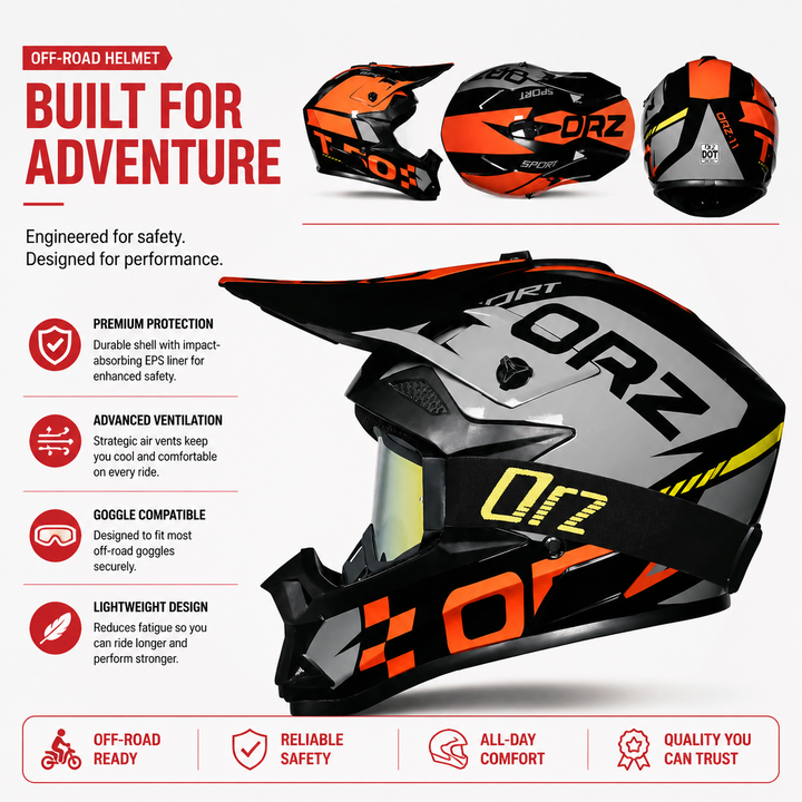 Premium Kids Off-Road Full Face Helmet Motocross ATV Mountain Bike Safety Helmet Lightweight ABS Protective Gear Unisex Toddler 1–2 Years Free Gift