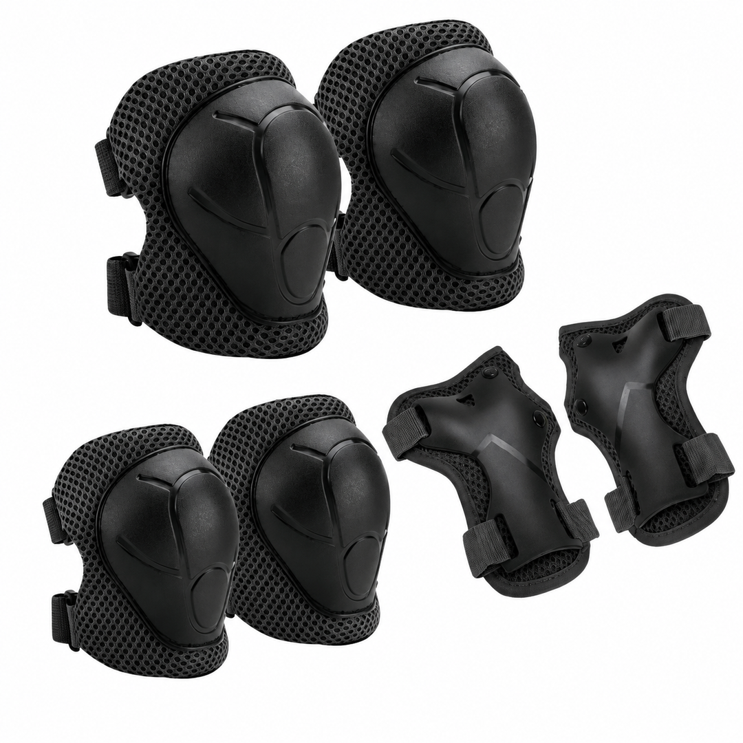 Premium Kids Protective Gear Set Knee Elbow Wrist Guards 6 Piece Safety Pads Adjustable Skating Cycling Skateboard Protection Set Ages 3–7 Boys Girls