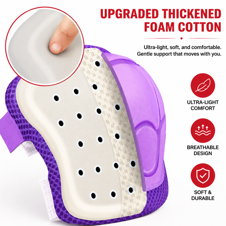 Premium Kids Protective Gear Set Knee Elbow Wrist Guards 6 Piece Safety Pads Adjustable Skating Cycling Skateboard Protection Set Ages 3–7 Boys Girls