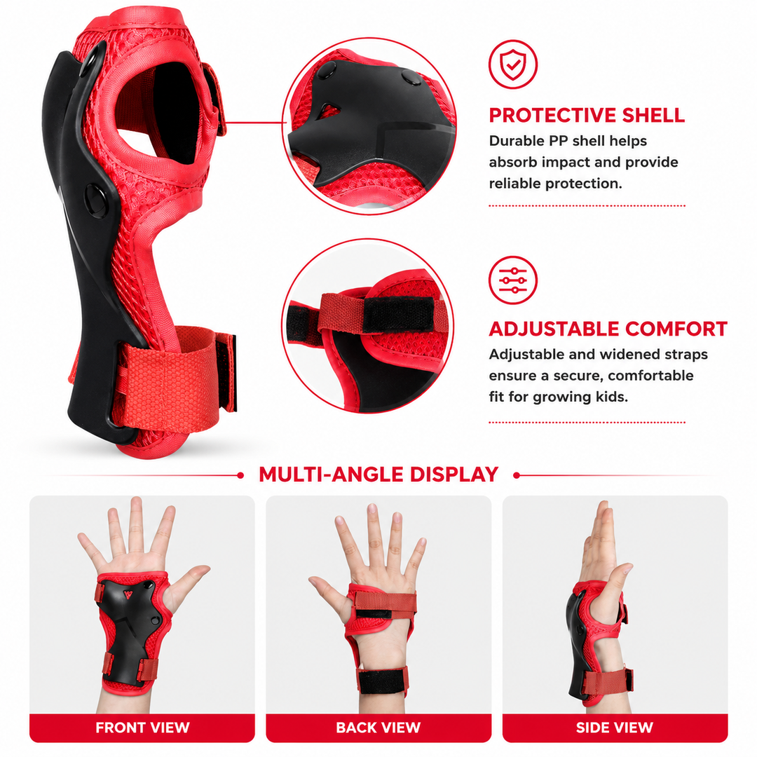 Premium Kids Protective Gear Set Knee Elbow Wrist Guards 6 Piece Safety Pads Adjustable Skating Cycling Skateboard Protection Set Ages 3–7 Boys Girls