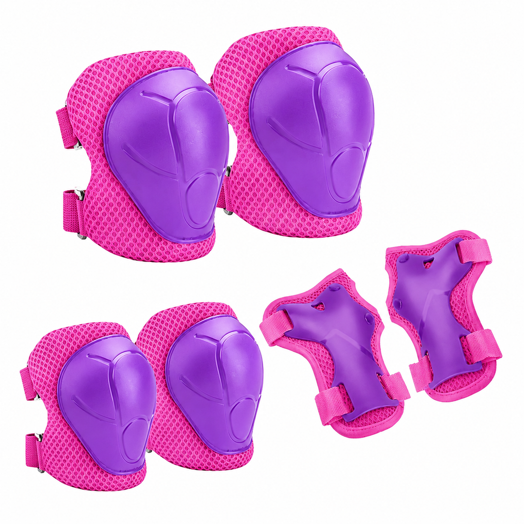 Premium Kids Protective Gear Set Knee Elbow Wrist Guards 6 Piece Safety Pads Adjustable Skating Cycling Skateboard Protection Set Ages 3–7 Boys Girls