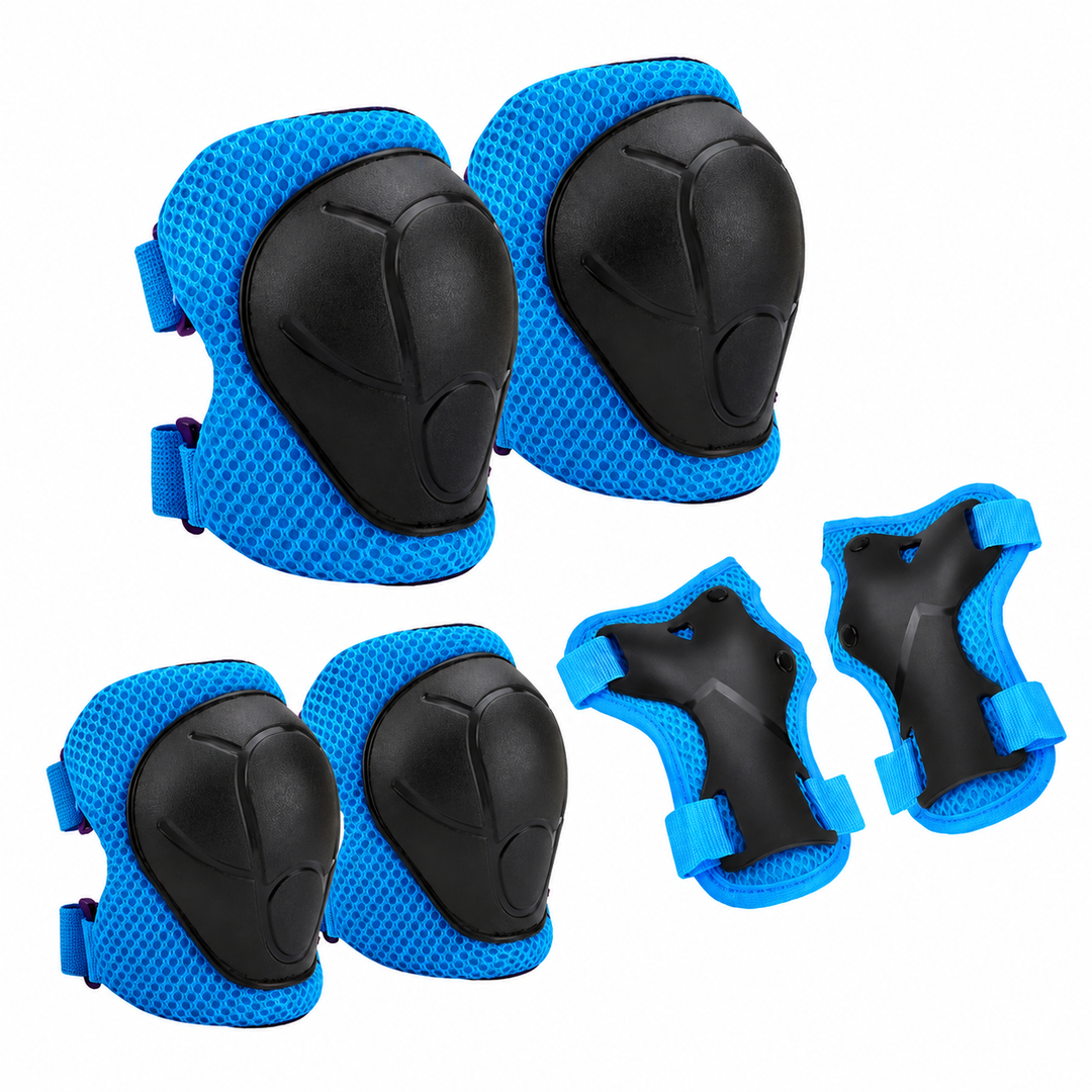 Premium Kids Protective Gear Set Knee Elbow Wrist Guards 6 Piece Safety Pads Adjustable Skating Cycling Skateboard Protection Set Ages 3–7 Boys Girls