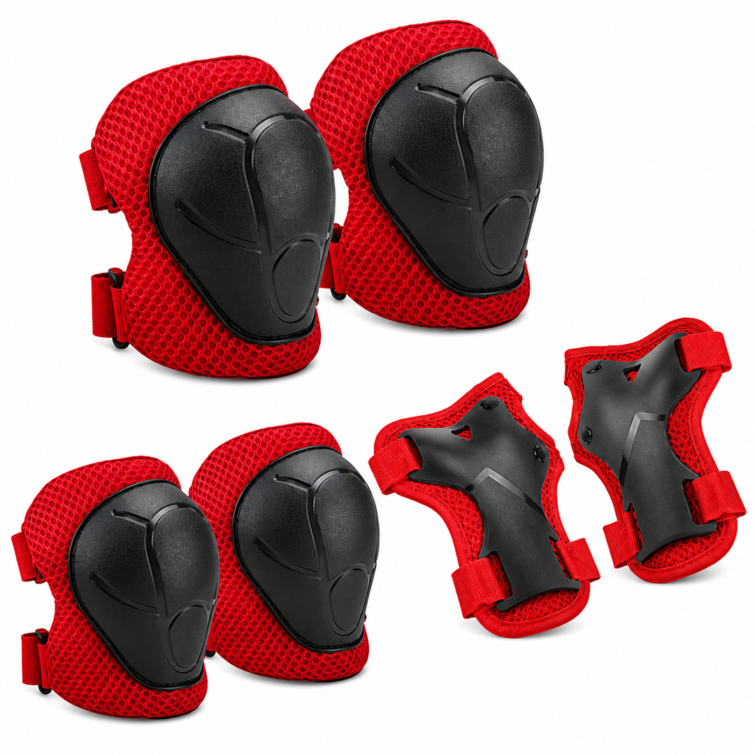 Premium Kids Protective Gear Set Knee Elbow Wrist Guards 6 Piece Safety Pads Adjustable Skating Cycling Skateboard Protection Set Ages 3–7 Boys Girls