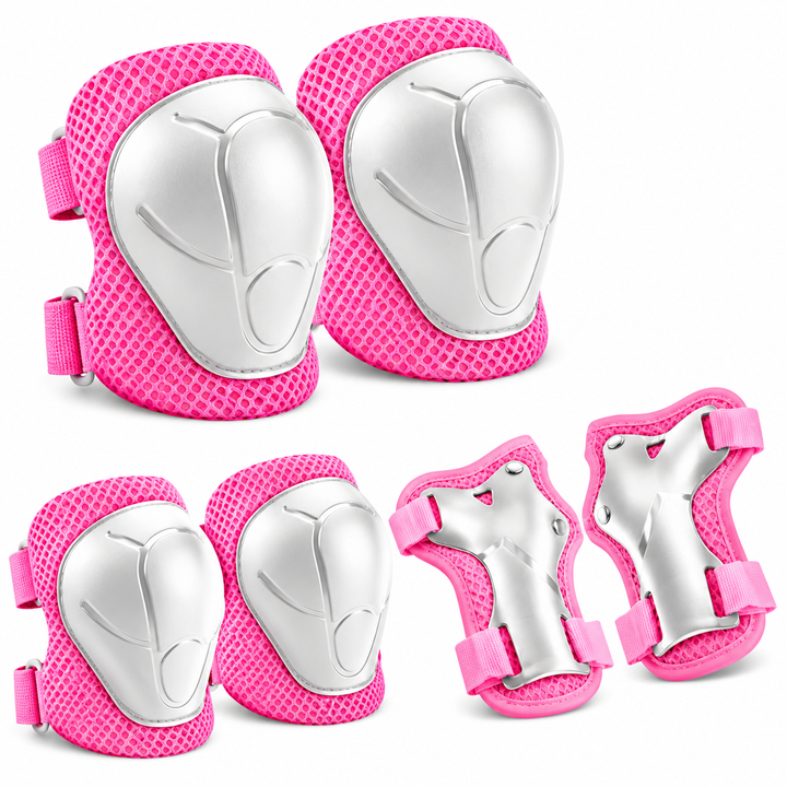 Premium Kids Protective Gear Set Knee Elbow Wrist Guards 6 Piece Safety Pads Adjustable Skating Cycling Skateboard Protection Set Ages 3–7 Boys Girls