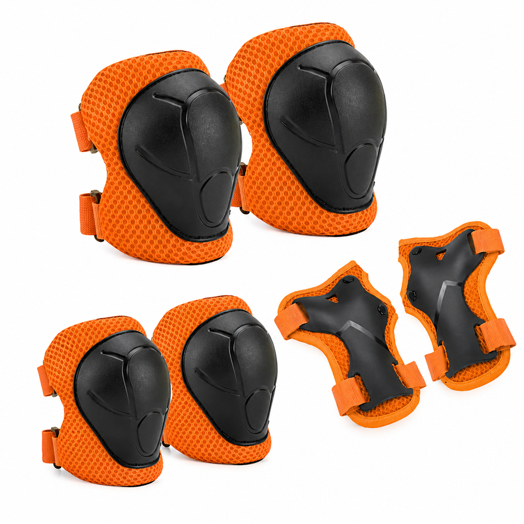 Premium Kids Protective Gear Set Knee Elbow Wrist Guards 6 Piece Safety Pads Adjustable Skating Cycling Skateboard Protection Set Ages 3–7 Boys Girls