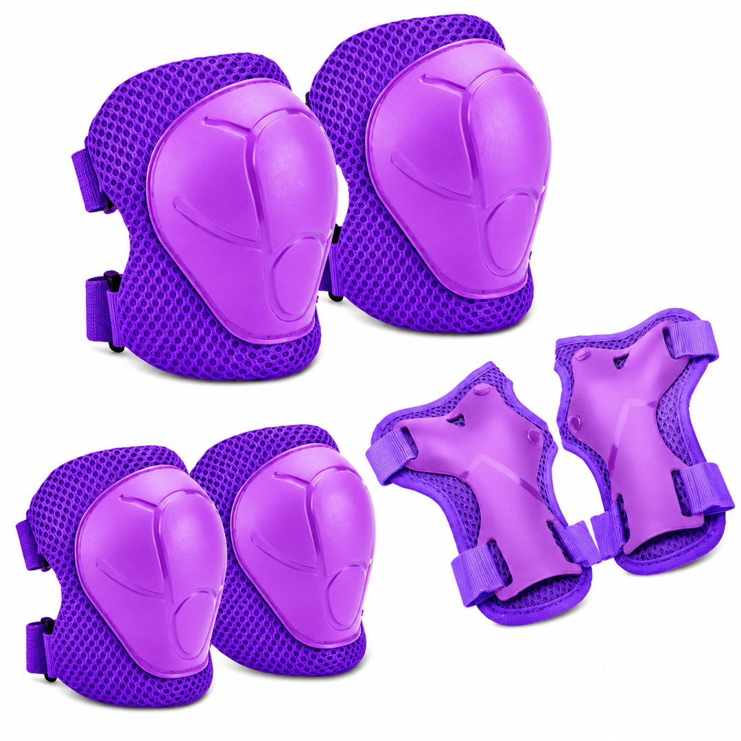 Premium Kids Protective Gear Set Knee Elbow Wrist Guards 6 Piece Safety Pads Adjustable Skating Cycling Skateboard Protection Set Ages 3–7 Boys Girls