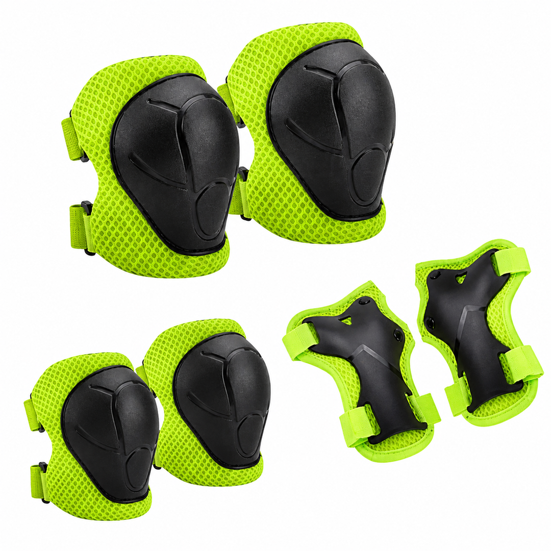 Premium Kids Protective Gear Set Knee Elbow Wrist Guards 6 Piece Safety Pads Adjustable Skating Cycling Skateboard Protection Set Ages 3–7 Boys Girls