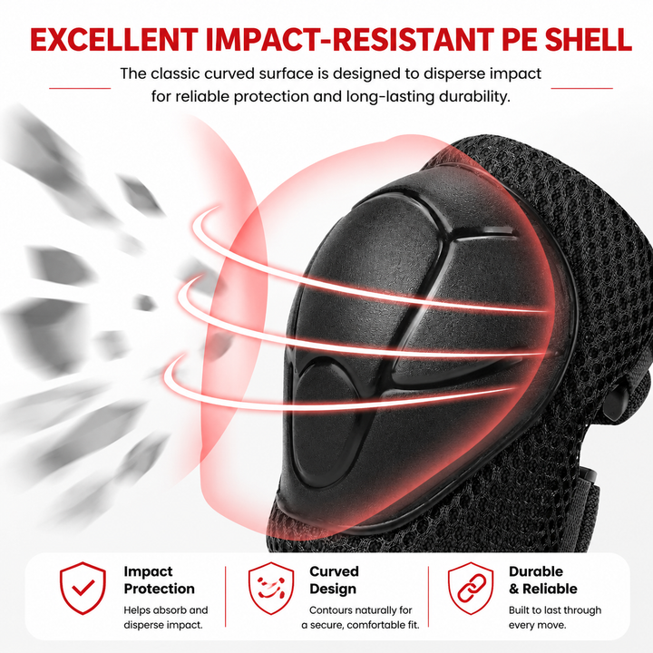 Premium Kids Protective Safety Set Knee Pads Elbow Pads Wrist Guards 6 Pieces Adjustable Safety Gear Ages 3–7 Skating Cycling Skateboard Protective Equipment