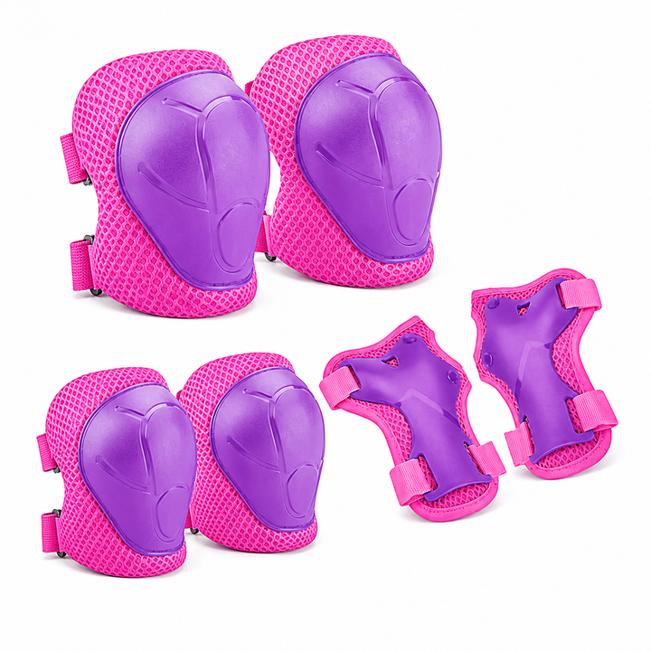 Premium Kids Protective Safety Set Knee Pads Elbow Pads Wrist Guards 6 Pieces Adjustable Safety Gear Ages 3–7 Skating Cycling Skateboard Protective Equipment