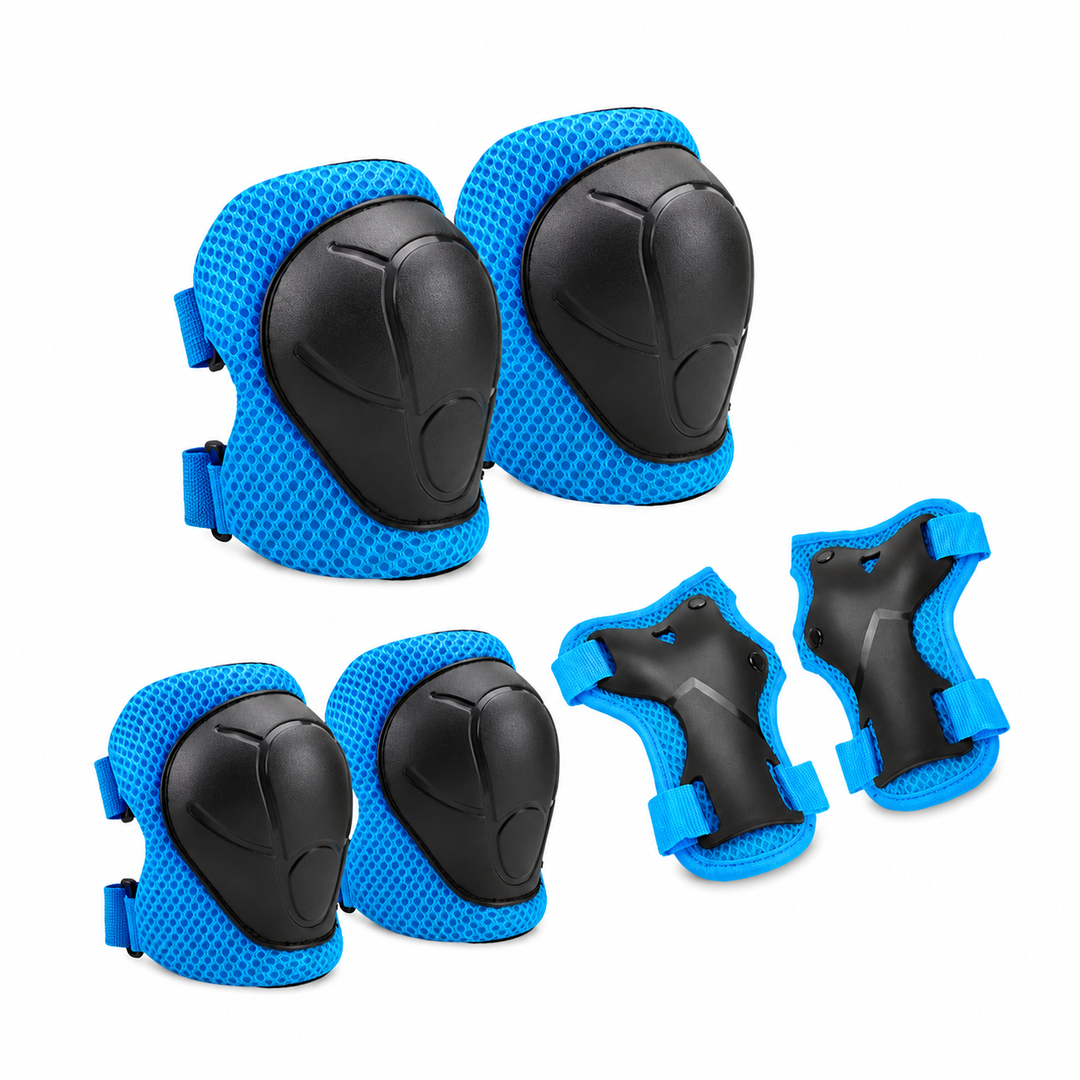Premium Kids Protective Safety Set Knee Pads Elbow Pads Wrist Guards 6 Pieces Adjustable Safety Gear Ages 3–7 Skating Cycling Skateboard Protective Equipment
