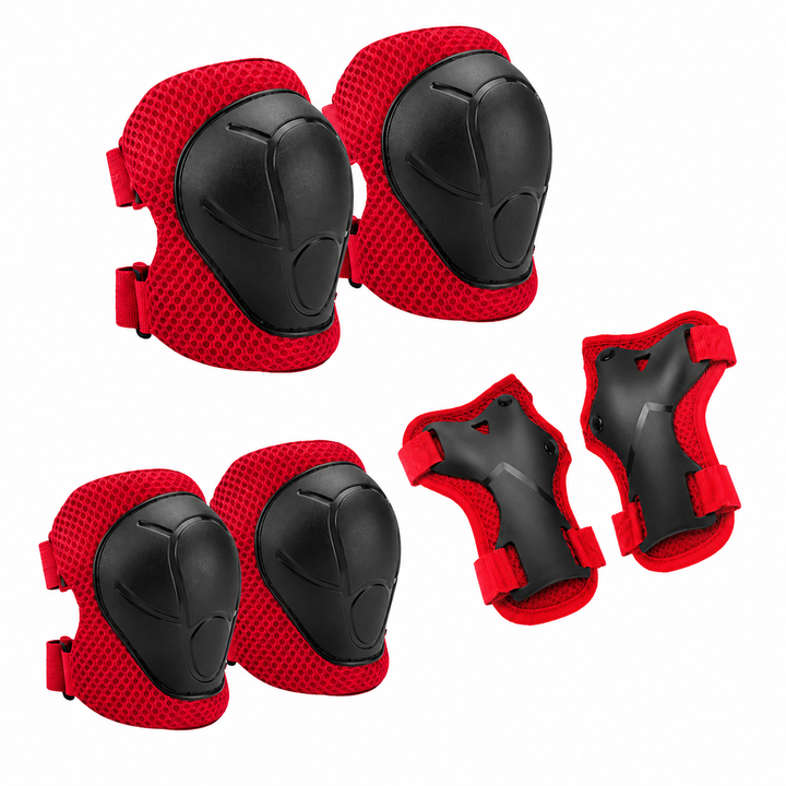 Premium Kids Protective Safety Set Knee Pads Elbow Pads Wrist Guards 6 Pieces Adjustable Safety Gear Ages 3–7 Skating Cycling Skateboard Protective Equipment