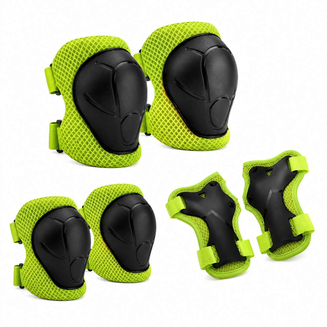 Premium Kids Protective Safety Set Knee Pads Elbow Pads Wrist Guards 6 Pieces Adjustable Safety Gear Ages 3–7 Skating Cycling Skateboard Protective Equipment