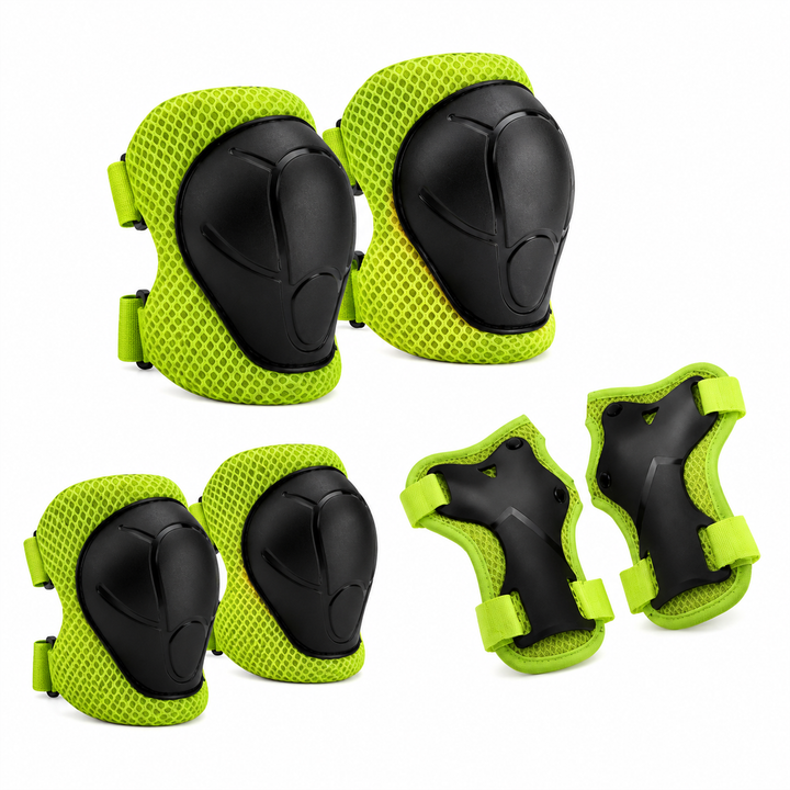 Premium Kids Protective Safety Set Knee Pads Elbow Pads Wrist Guards 6 Pieces Adjustable Safety Gear Ages 3–7 Skating Cycling Skateboard Protective Equipment