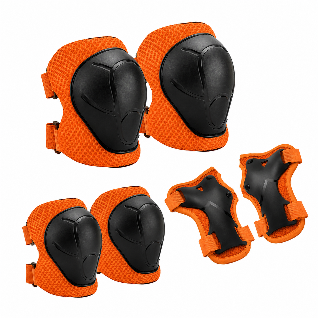 Premium Kids Protective Safety Set Knee Pads Elbow Pads Wrist Guards 6 Pieces Adjustable Safety Gear Ages 3–7 Skating Cycling Skateboard Protective Equipment