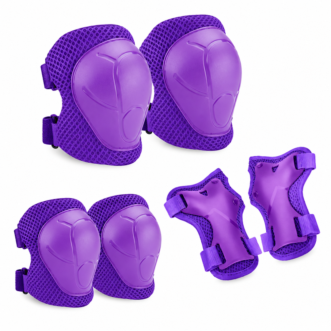 Premium Kids Protective Safety Set Knee Pads Elbow Pads Wrist Guards 6 Pieces Adjustable Safety Gear Ages 3–7 Skating Cycling Skateboard Protective Equipment