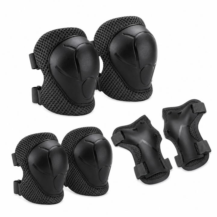 Premium Kids Protective Safety Set Knee Pads Elbow Pads Wrist Guards 6 Pieces Adjustable Safety Gear Ages 3–7 Skating Cycling Skateboard Protective Equipment