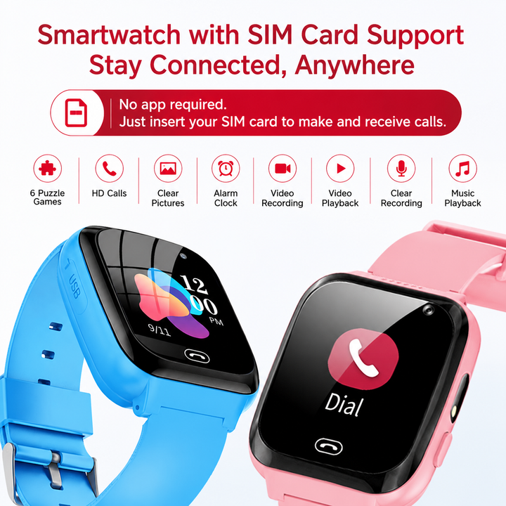 Premium Kids Smartwatch 4G Video Voice Calls GPS Tracker 1.69 Inch HD IP67 WiFi Bluetooth 8GB Android iOS Compatible Activity Tracker Safety Features