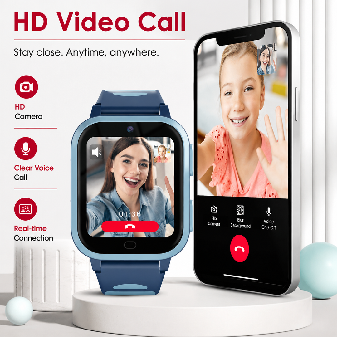 Premium Kids Smartwatch 4G Video Voice Calls GPS Tracker 1.69 Inch HD IP67 WiFi Bluetooth 8GB Android iOS Compatible Activity Tracker Safety Features