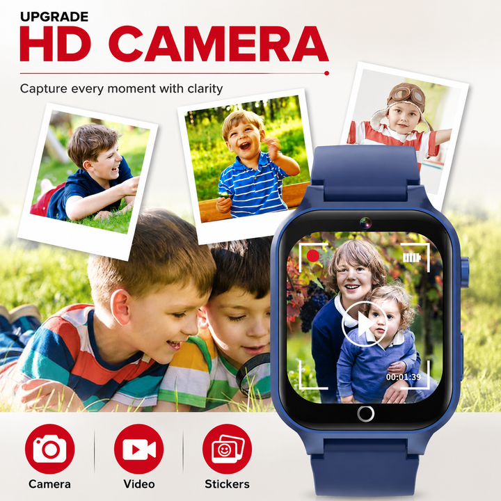 Premium Kids Smartwatch 4G Video Voice Calls GPS Tracker 1.69 Inch HD IP67 WiFi Bluetooth 8GB Android iOS Compatible Activity Tracker Safety Features