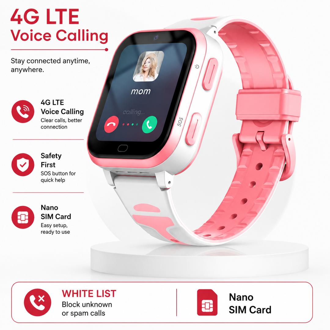 Premium Kids Smartwatch 4G Video Voice Calls GPS Tracker 1.69 Inch HD IP67 WiFi Bluetooth 8GB Android iOS Compatible Activity Tracker Safety Features