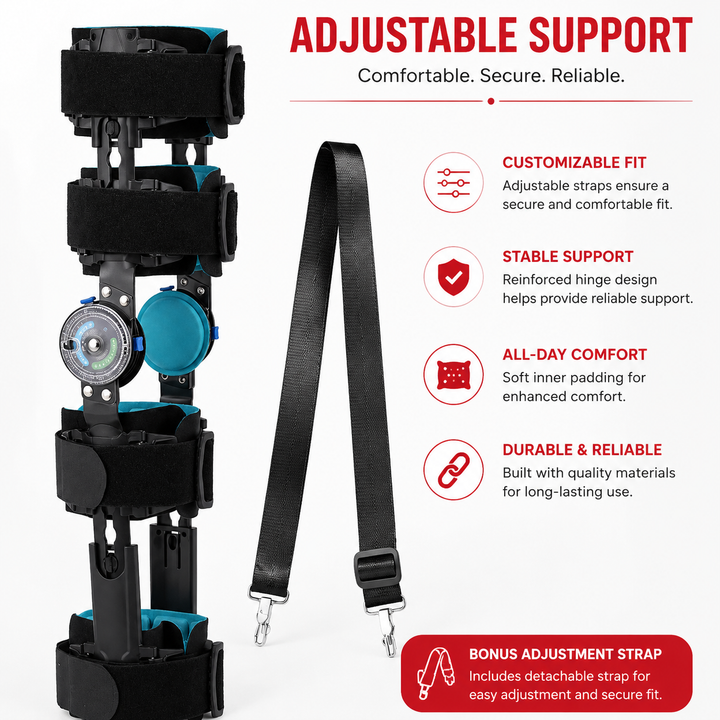 Premium Knee Brace Adjustable Hinged Knee Support ROM Control Aluminum Frame Knee Stabilizer One Size Left Right Sports Work Daily Use Support