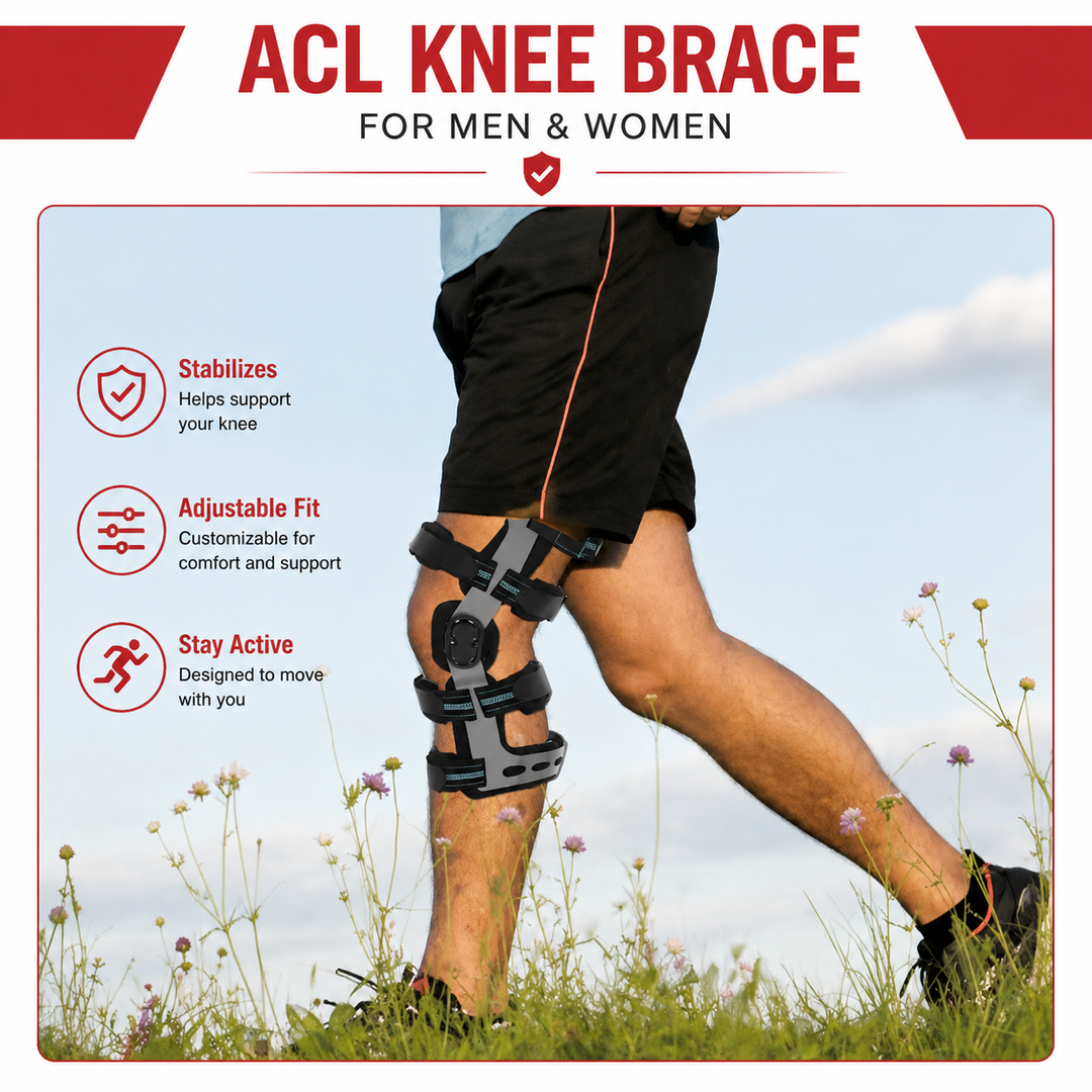 Premium Knee Brace Adjustable Hinged Knee Support ROM Control Aluminum Frame Knee Stabilizer One Size Left Right Sports Work Daily Use Support
