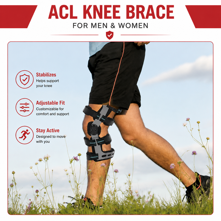 Premium Knee Brace Adjustable Hinged Knee Support ROM Control Aluminum Frame Knee Stabilizer One Size Left Right Sports Work Daily Use Support