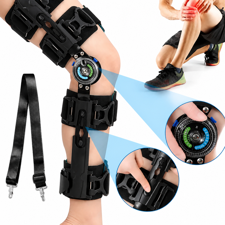 Premium Knee Brace Adjustable Hinged Knee Support ROM Control Aluminum Frame Knee Stabilizer One Size Left Right Sports Work Daily Use Support