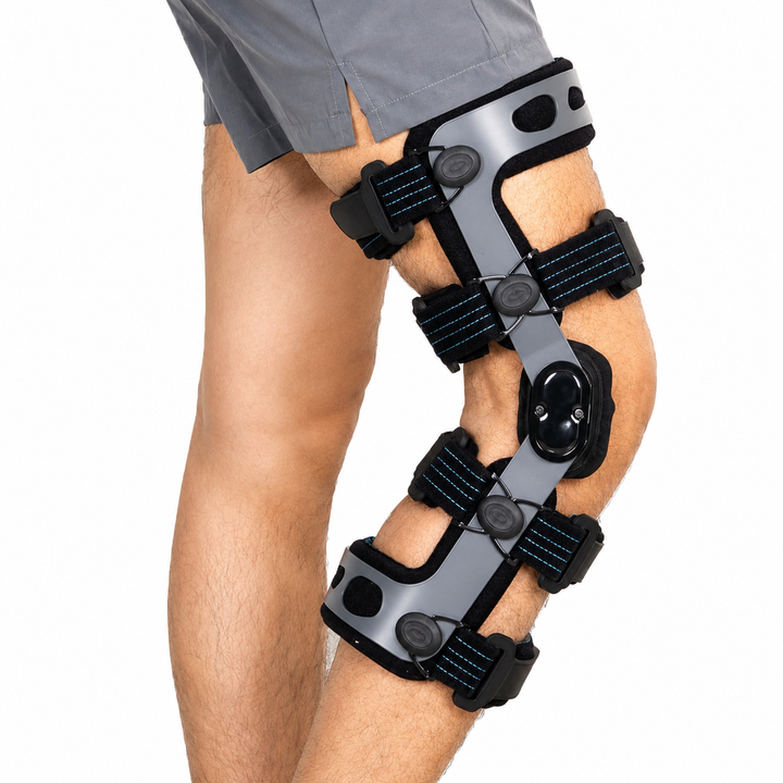 Premium Knee Brace Adjustable Hinged Knee Support ROM Control Aluminum Frame Knee Stabilizer One Size Left Right Sports Work Daily Use Support