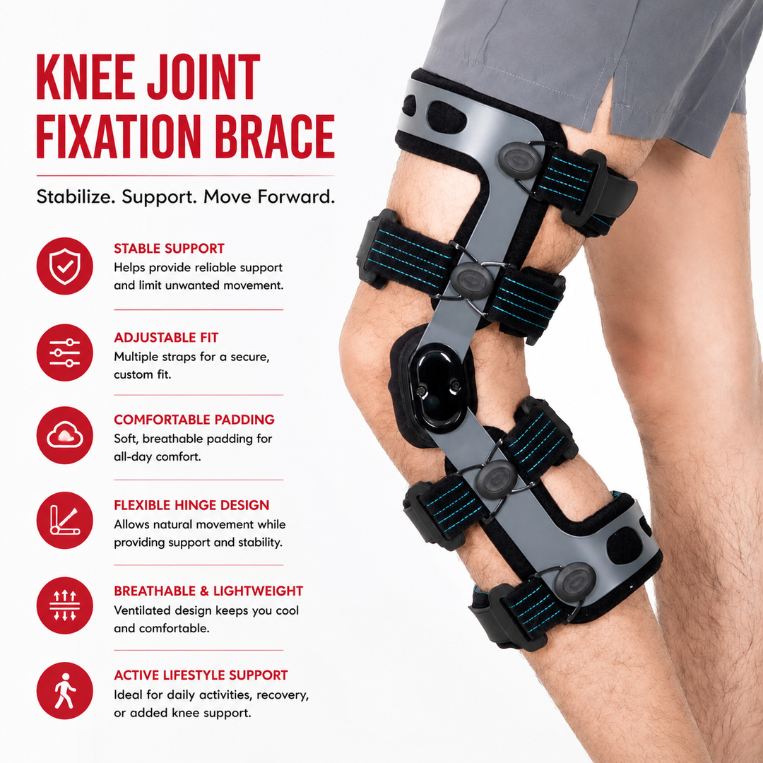 Premium Knee Brace Adjustable Hinged Knee Support ROM Control Aluminum Frame Knee Stabilizer One Size Left Right Sports Work Daily Use Support