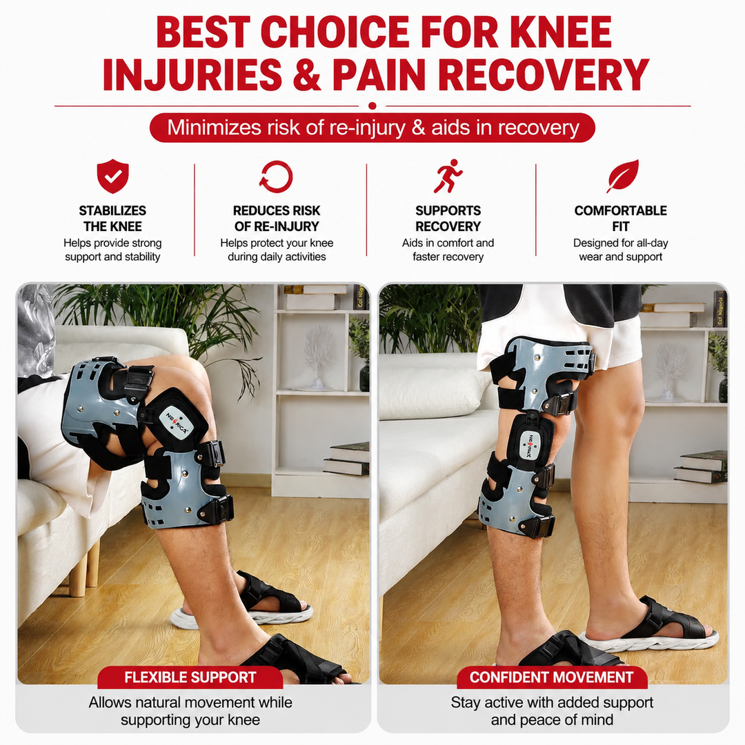 Premium Knee Brace Adjustable Hinged Knee Support ROM Control Aluminum Frame Knee Stabilizer One Size Left Right Sports Work Daily Use Support