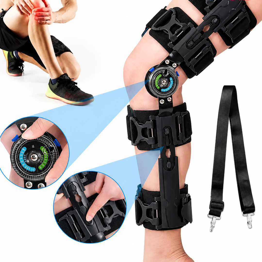Premium Knee Brace Adjustable Hinged Knee Support ROM Control Aluminum Frame Knee Stabilizer One Size Left Right Sports Work Daily Use Support