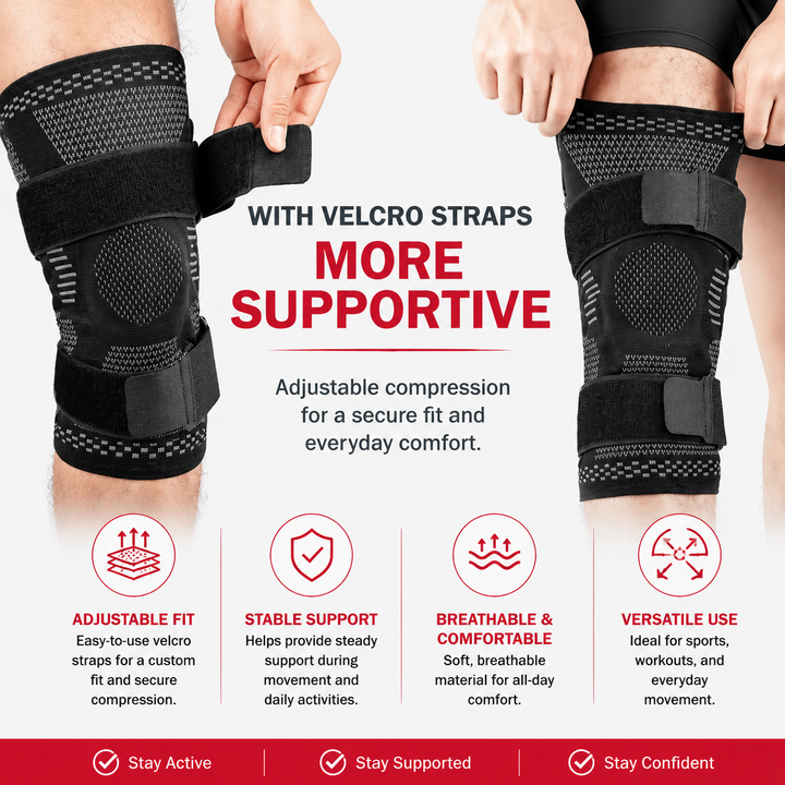 Premium Knee Brace Hinged Support Adjustable Knee Stabilizer Dual Side Hinges Breathable Knee Support for Gym Running Work Daily Use 6 Sizes