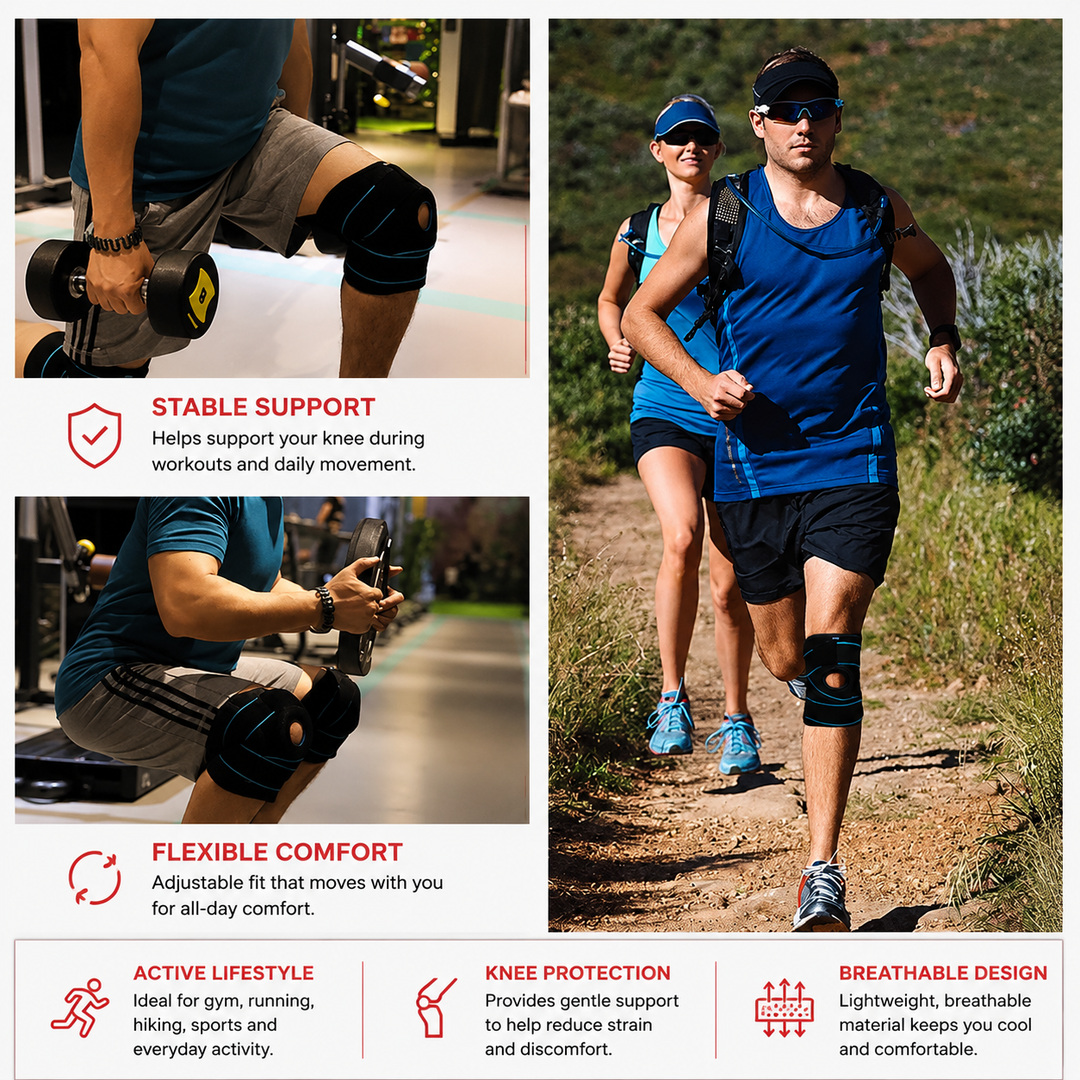 Premium Knee Brace Hinged Support Adjustable Knee Stabilizer Dual Side Hinges Breathable Knee Support for Gym Running Work Daily Use 6 Sizes
