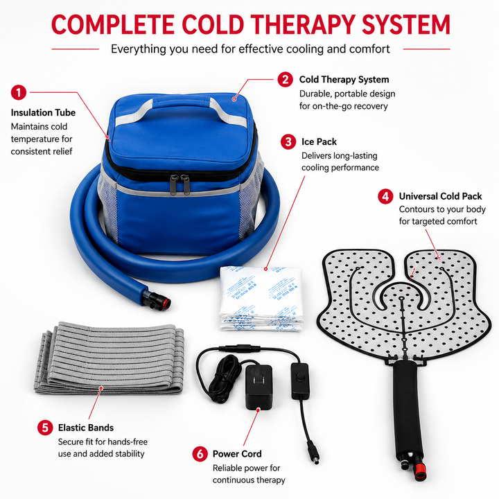 Premium Knee Cold Therapy Machine Ice Circulation Compression Cryotherapy System with Multi Area Cooling Cuff 9 Quart Reservoir Portable Recovery Therapy Device