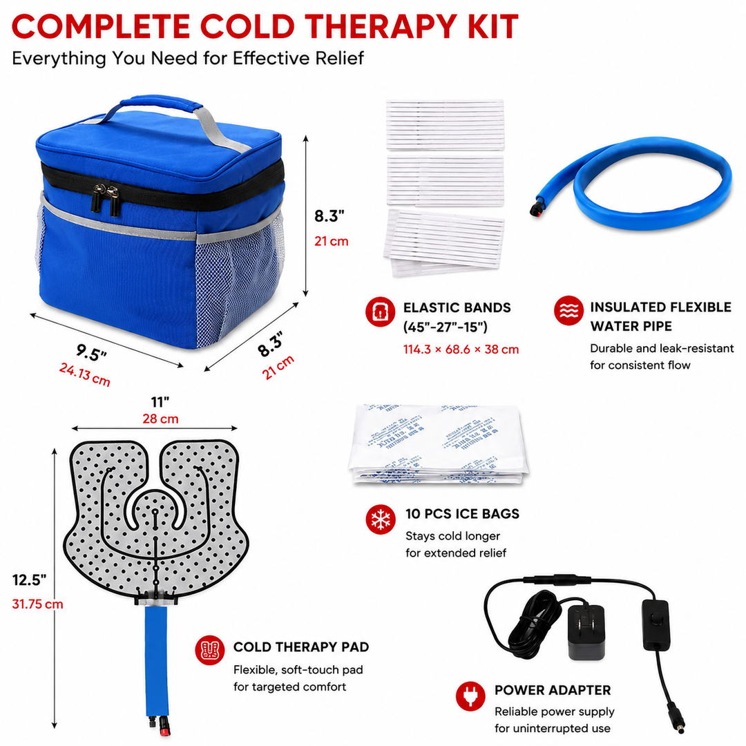 Premium Knee Cold Therapy Machine Ice Circulation Compression Cryotherapy System with Multi Area Cooling Cuff 9 Quart Reservoir Portable Recovery Therapy Device