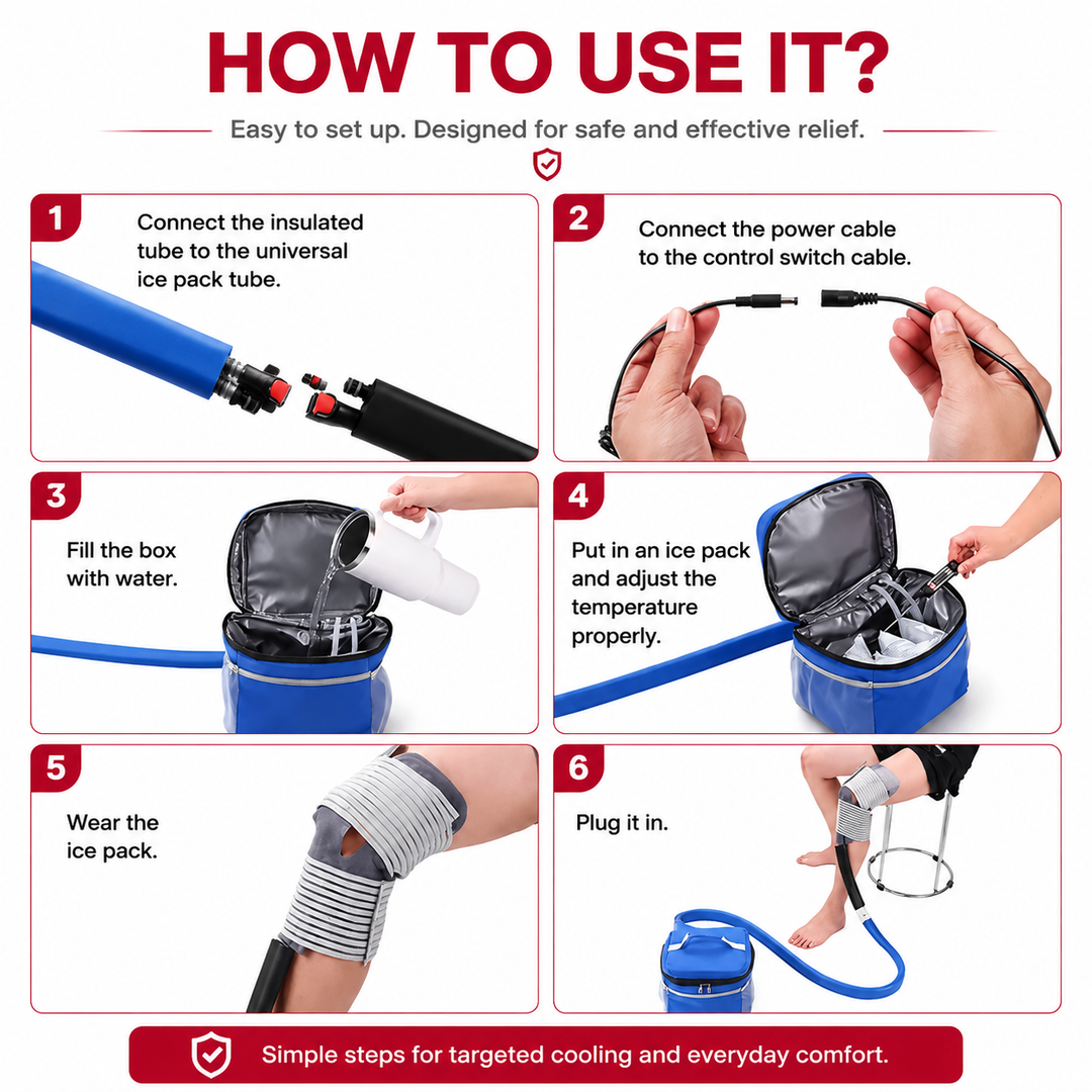 Premium Knee Cold Therapy Machine Ice Circulation Compression Cryotherapy System with Multi Area Cooling Cuff 9 Quart Reservoir Portable Recovery Therapy Device