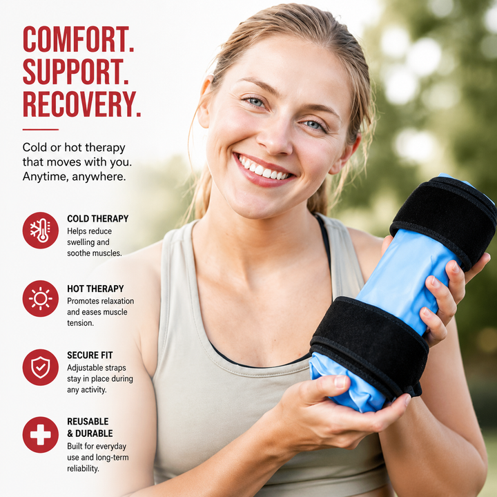 Premium Knee Ice Pack Wrap Hot Cold Compression Wrap Reusable Gel Knee Support Adjustable Straps Full Coverage Non Slip for Home Gym Daily Use Comfort