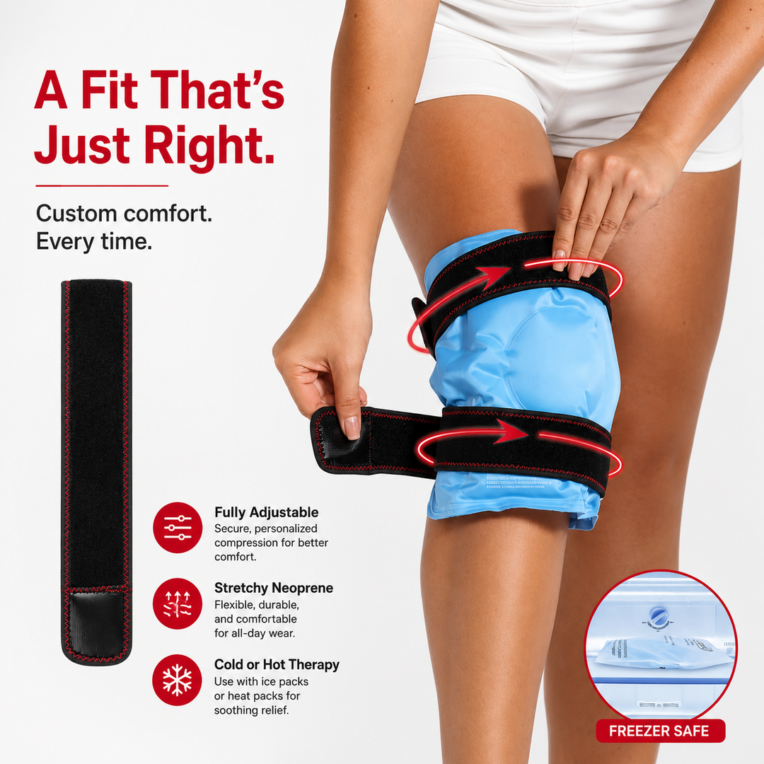 Premium Knee Ice Pack Wrap Hot Cold Compression Wrap Reusable Gel Knee Support Adjustable Straps Full Coverage Non Slip for Home Gym Daily Use Comfort