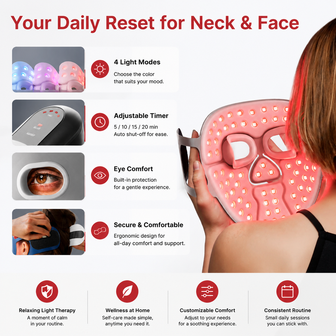 Premium LED Face Mask Light Therapy Wireless Red Blue Near Infrared Mask for Wrinkles Acne Skin Radiance 3000mAh Rechargeable Home Skincare Device