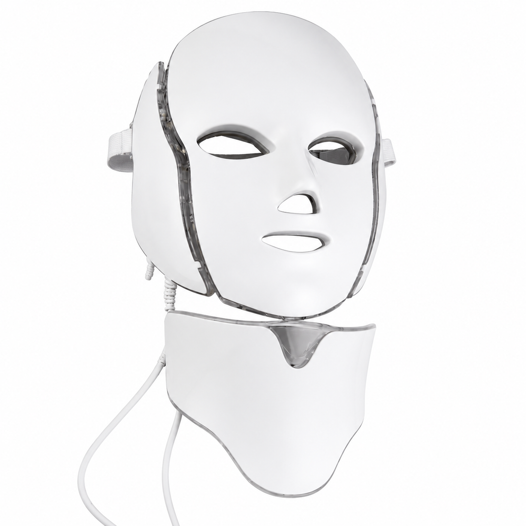 Premium LED Face Mask with Neck Light Therapy 7-Color Red Light Therapy Mask for Skin Firming Wrinkles Pores Acne Care Facial Skincare Device