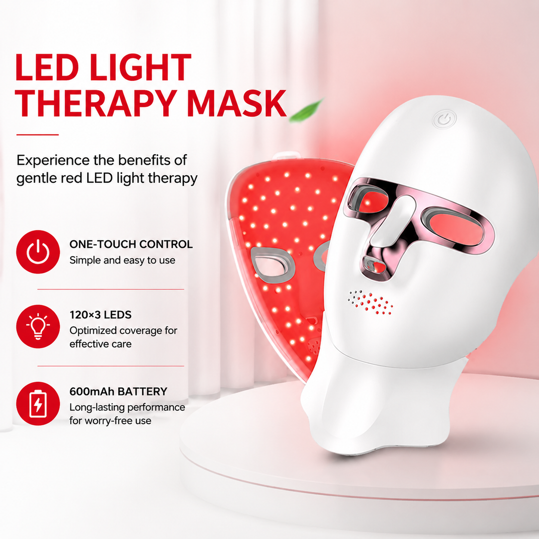 Premium LED Face Mask with Neck Light Therapy 7-Color Wireless Red Light Therapy Mask 120 LEDs for Wrinkles Acne Skin Care Face Neck Device