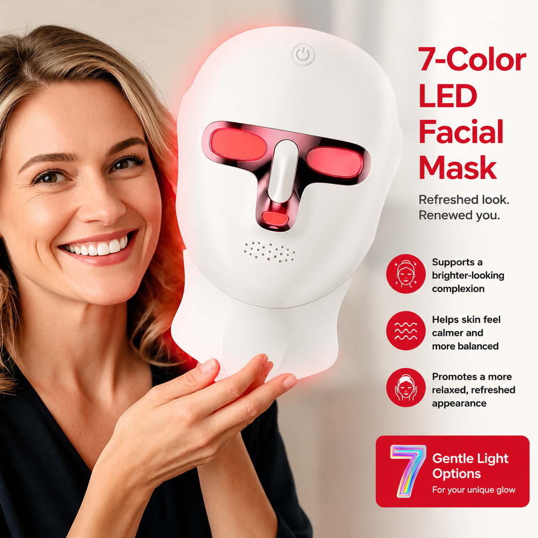Premium LED Face Mask with Neck Light Therapy 7-Color Wireless Red Light Therapy Mask 120 LEDs for Wrinkles Acne Skin Care Face Neck Device
