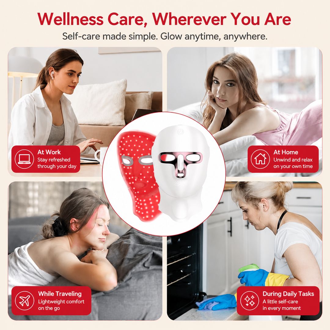 Premium LED Face Mask with Neck Light Therapy 7-Color Wireless Red Light Therapy Mask 120 LEDs for Wrinkles Acne Skin Care Face Neck Device