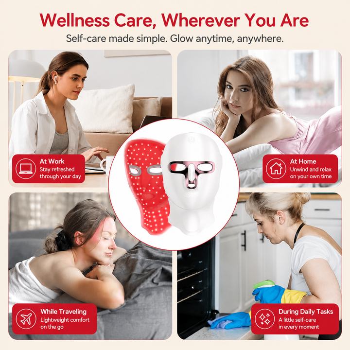 Premium LED Face Mask with Neck Light Therapy 7-Color Wireless Red Light Therapy Mask 120 LEDs for Wrinkles Acne Skin Care Face Neck Device